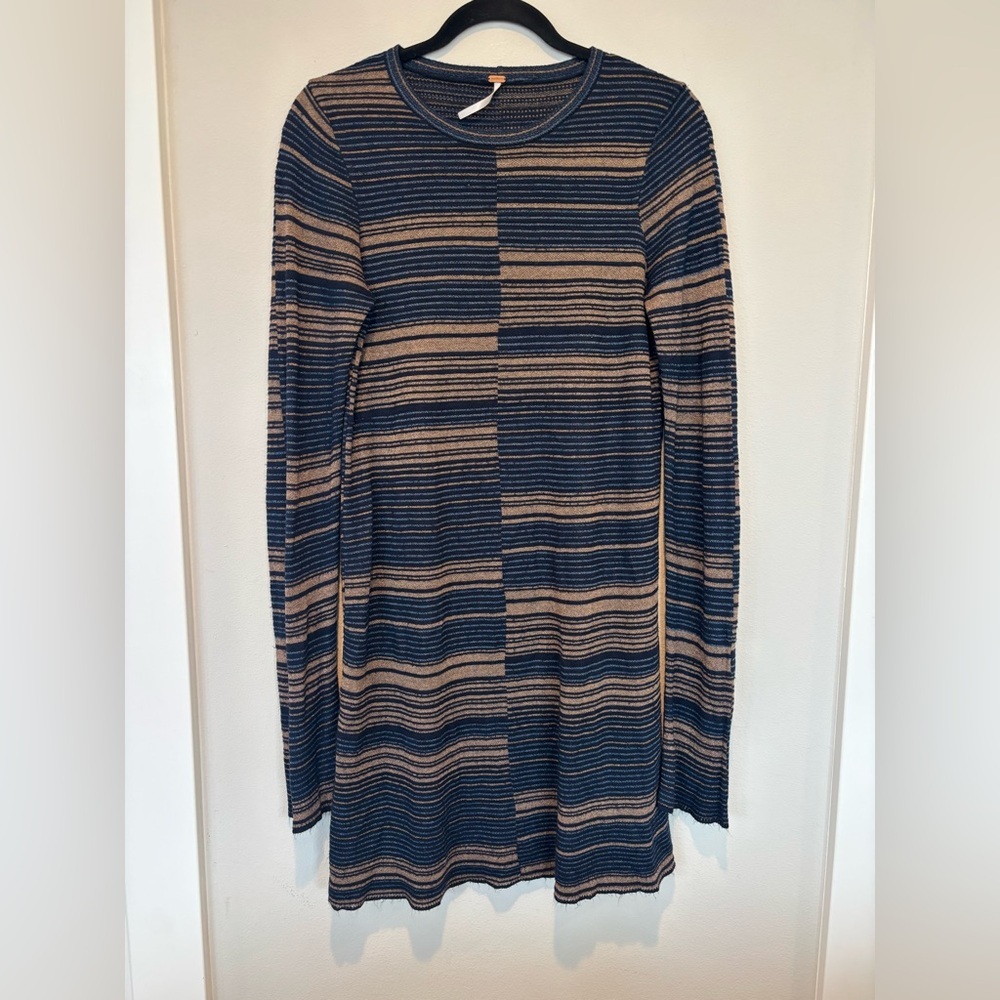 Free People Striped Blue and Tan Dress 041 Sale!